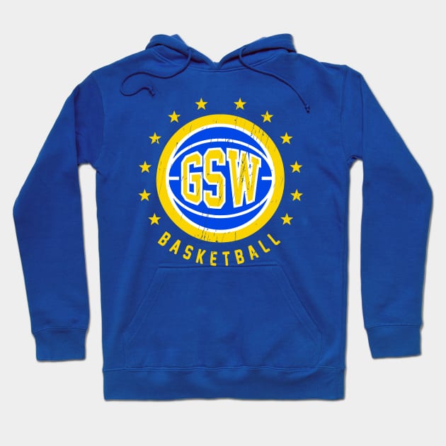 GSW Vintage Distressed Basketball Hoodie by funandgames